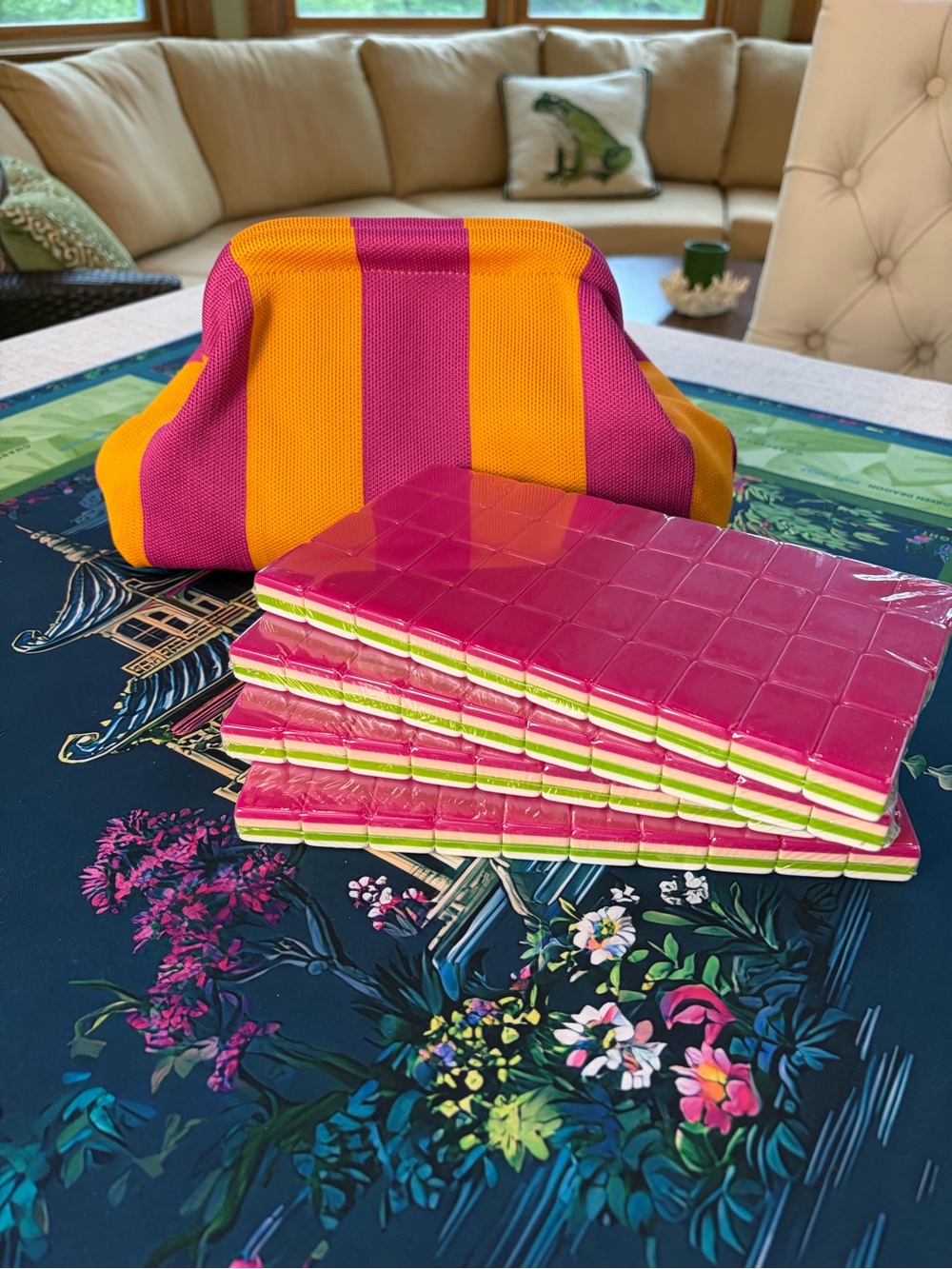 Candy 🍭🌺 Pink Mahjong Tiles 🀄️ & Tile Bag